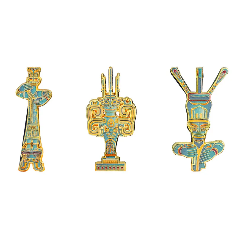 Sanxingdui Adesivo per frigorifero Rilievo in metallo Aspirazione magnetica Maschera Daliren Museo Merce Ricordi di viaggio Stile cinese