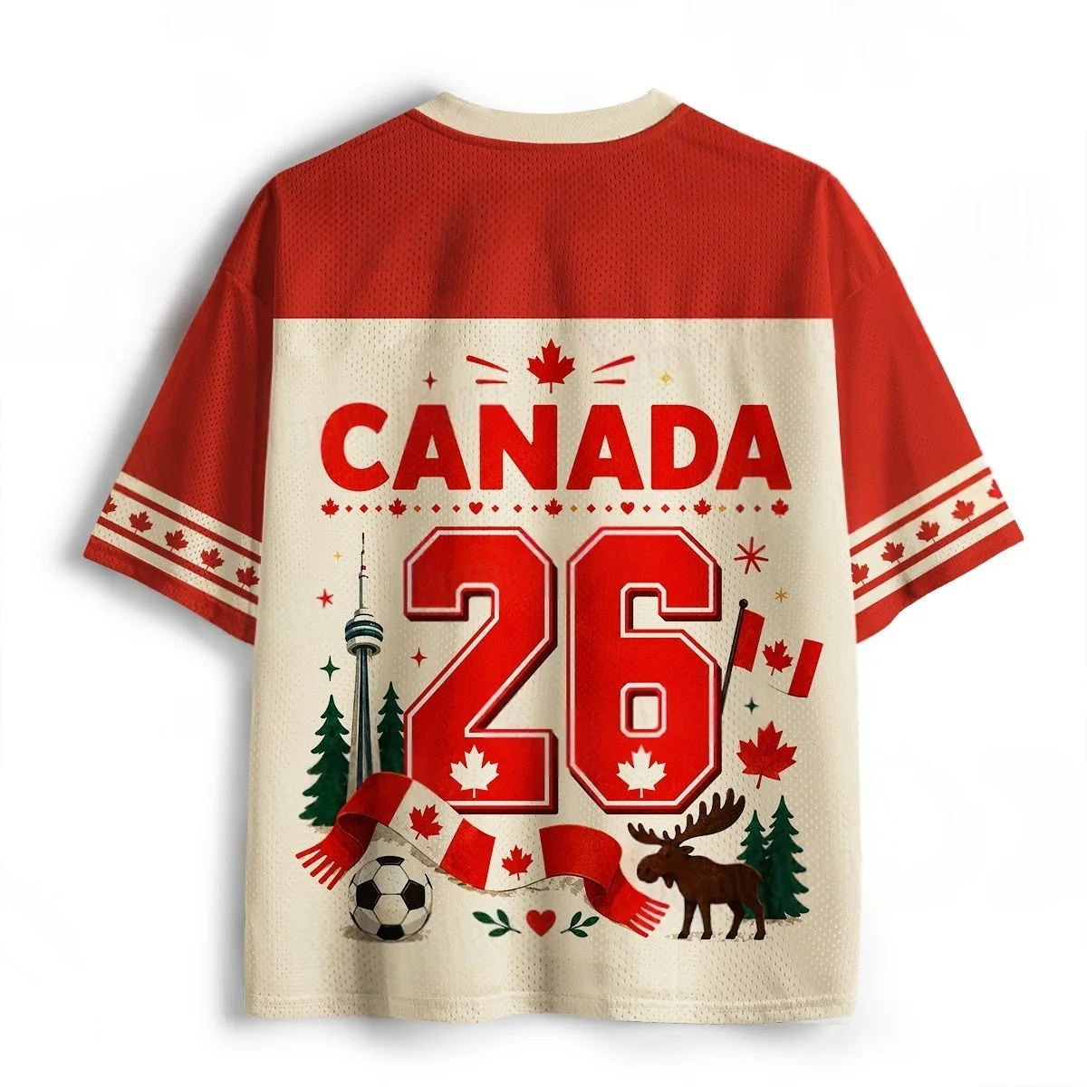 Canadian Maple Deer Football Baseball Shirt Casual Sports Men's and Women's Support 3D Printed Breathable Short Sleeve