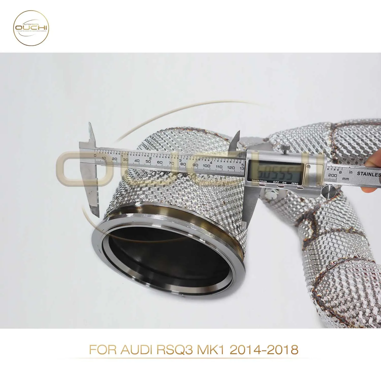 High Flow Performance downpipe for AUDI RSQ3 MK1 2014-2018 OUCHI Exhaust System With Heat Shield Racing Pipe Catalyzed Catless