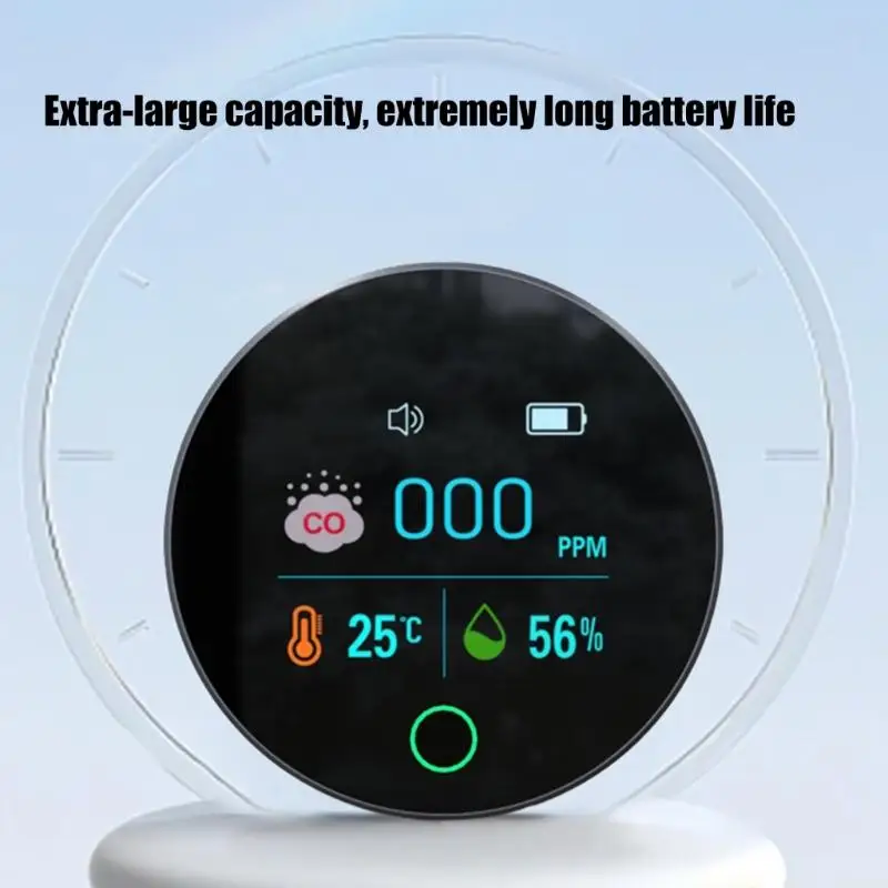 A2BE Easy Carry Carbon Monoxide Alarm with Digital Display Small Circular Gas Detectors for Kitchen Outdoor Travel Safety