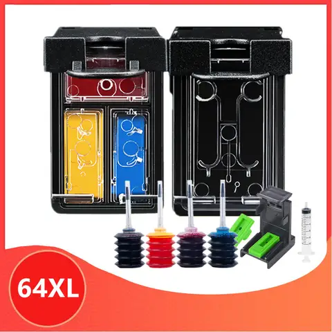 Remanufacturée 64XL Cartouche D'encre Rechargeable pour HP 64 XL ENVY Photo 5542 6252 6255 6258 7155 7158 7164 7855 7858 Imprimante