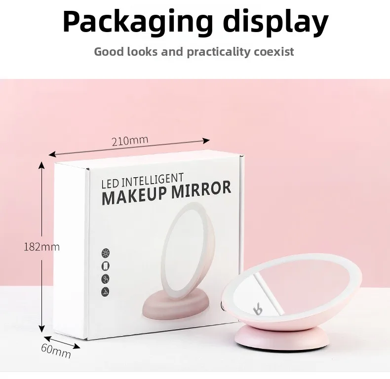 Specchio cosmetico ingranditore 10x con luci Touch Screen Illuminazione a LED Spogliatoio Lampada per trucco Ventosa inferiore Design portatile flessibile