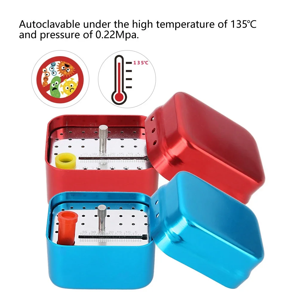 

30 Holes Aluminum Dental Polishing Burs Disinfection Box Dental Drills Endo Files Holder Autoclave Sterilizer Case Dentist Lab