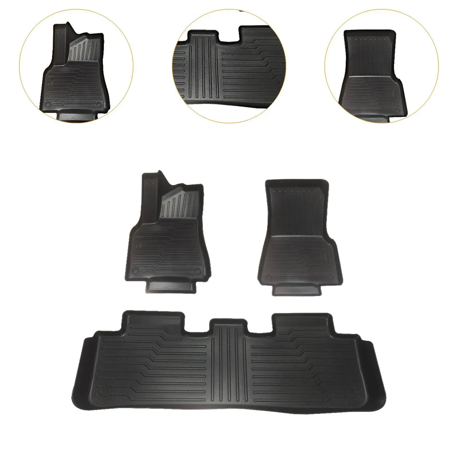 مجموعة من 3 قطع من سجادات الأرضية ملحقات السيارة الداخلية المقاومة للماء لطراز تسلا Y 2019-2024 قطع غيار مثبتة بسهولة #5