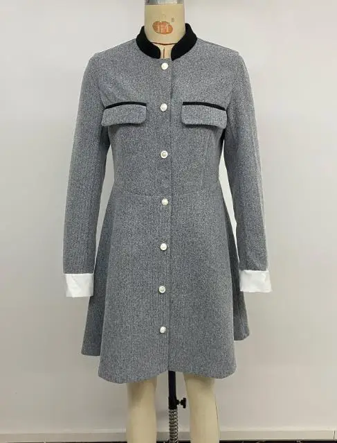 

Women's Dress 2025 Autumn Gorgeous Socialite Dress Fashionable Contrasting Color Small Fragrance Style Long Sleeved Short Skirt