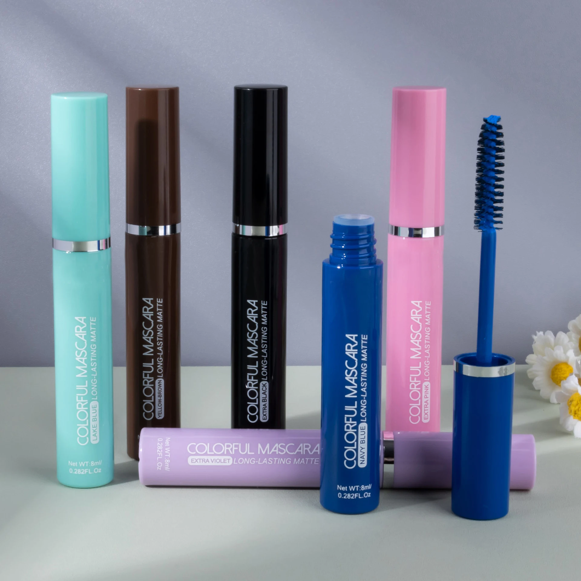 Mascara coloré cils bleu rose vert Mascara imperméable coloré charmant Mascara à friser longue durée maquillage de noël pour les yeux