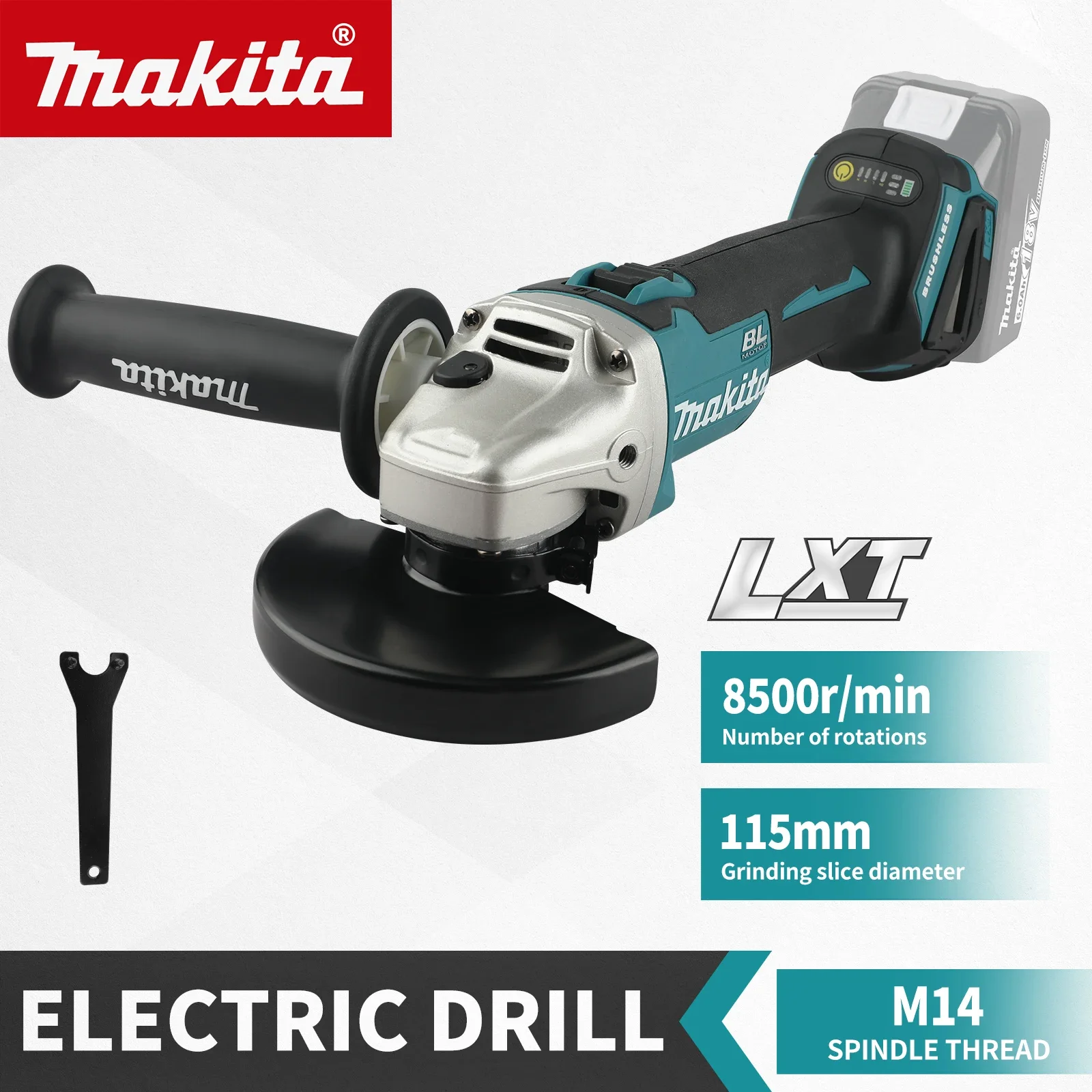DGA454 115mm Brushless Lithium Electric Angle Grinder Cutting Machine High Power Polishing Machine For Makita 18v Battery Pins