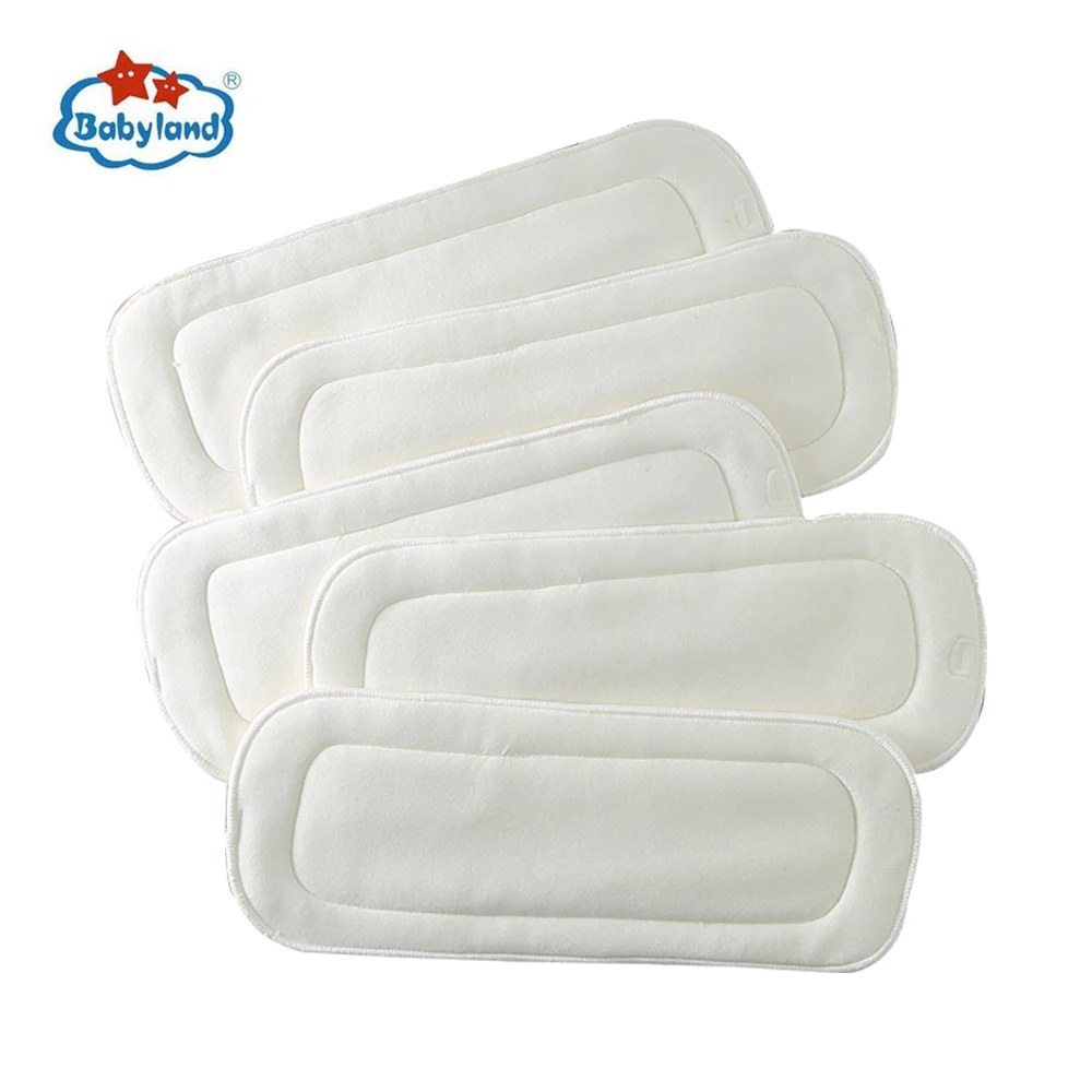 [Babyland】5pcs/Group Bamboo Cotton Inserts 5-Layers Soft Cotton Diaper Liners Nappy Absorbents Bamboo Cotton Diaper Insert