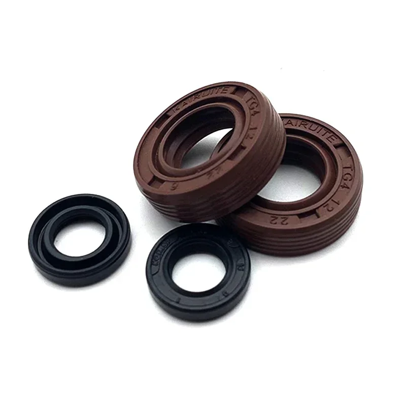 10pcs NBR/FKM Oil Seal TC-4/5/5.5/7*15/16/17/22/25*4/4.5/4.8mm Nitrile Rubber FKM Shaft Double Lip Black/Brown