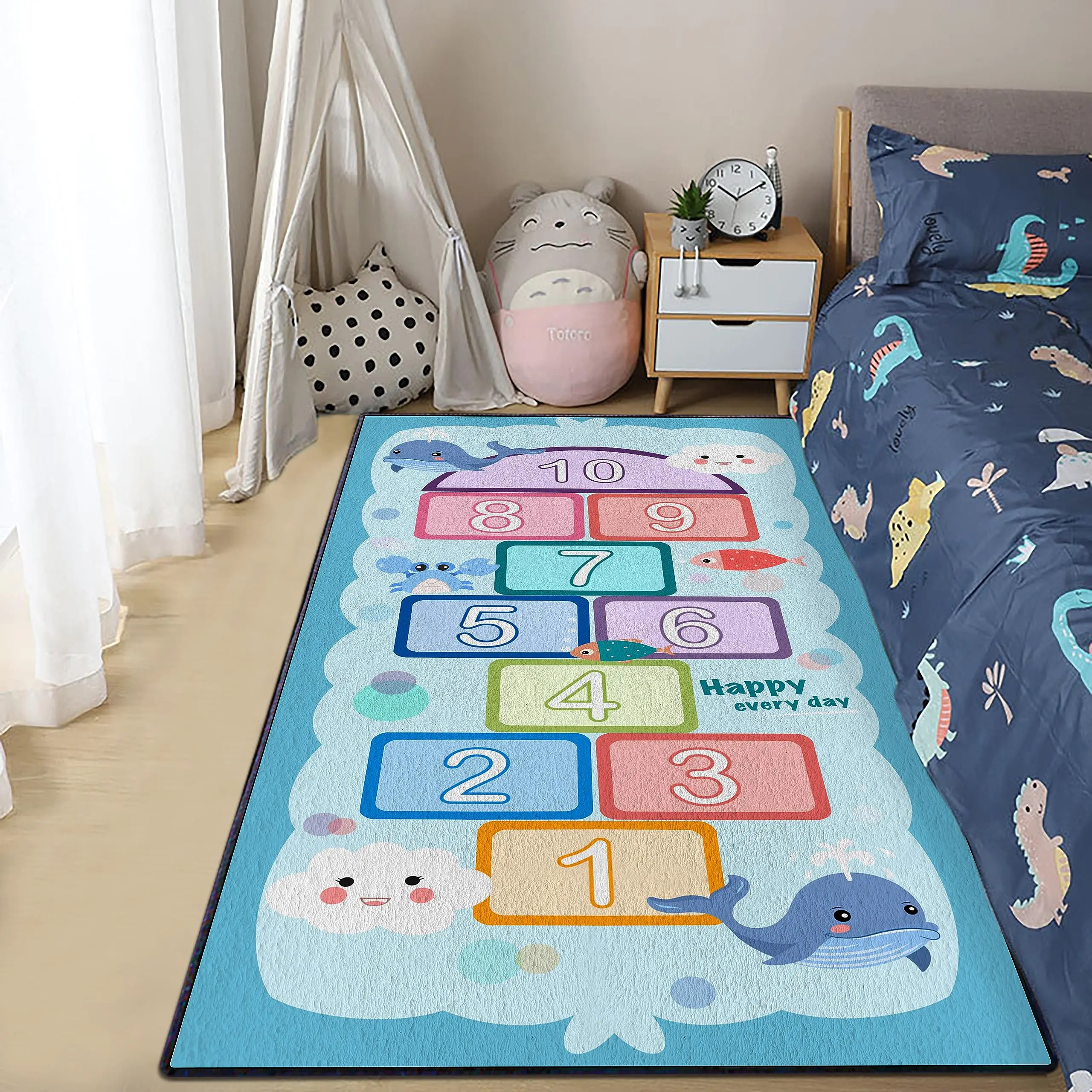 Fashion Hopscotch Carpet Educational Children\'s Baby Nursery Rugs for Playroom Classroom Bathroom Living Room Decor Crawling Mat