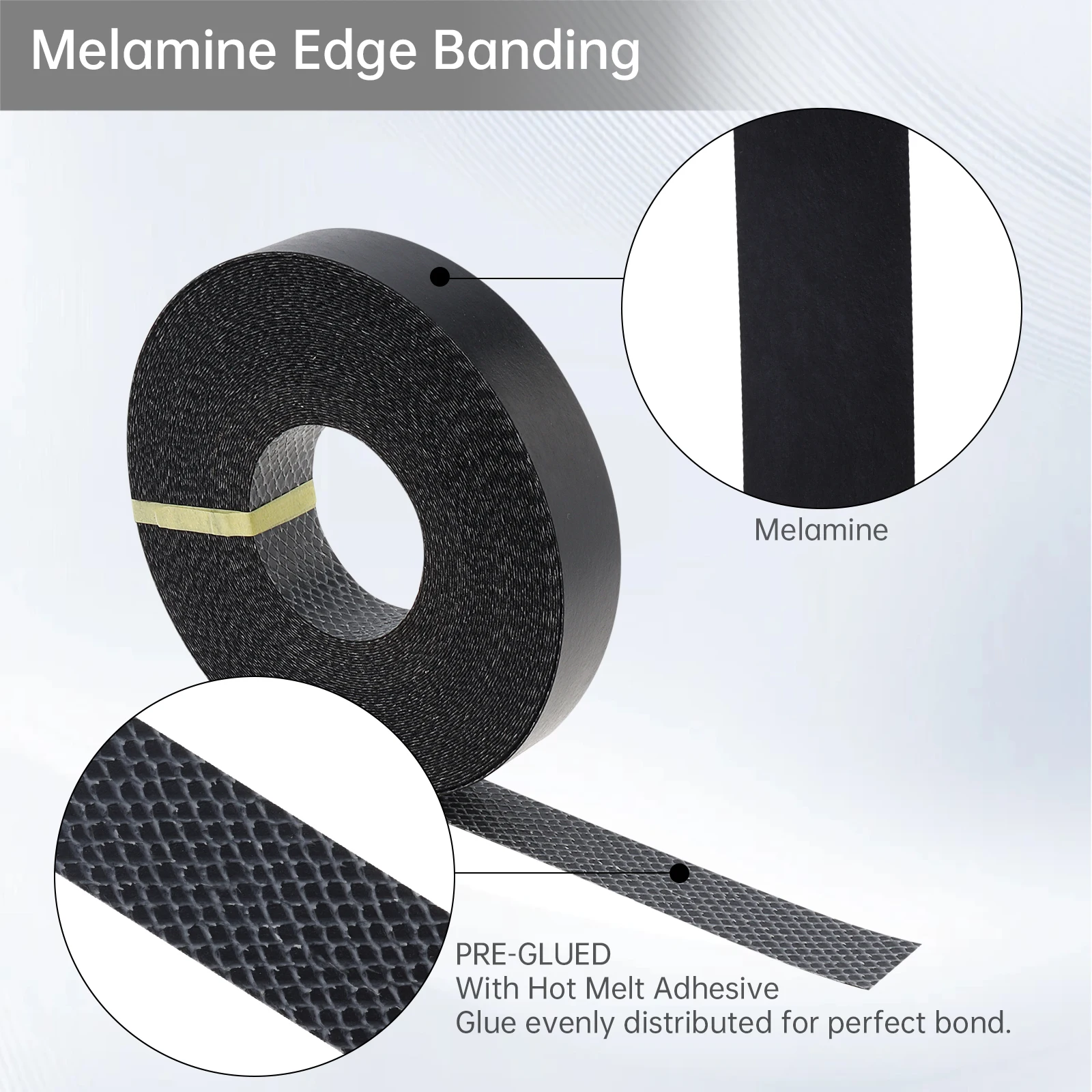 1.9 cm X 15m Hot Melt Adhesive Melamine Edge Banding Flexible Veneer Edging for Plywood Table / Cabinet, Pre-glued Veneer Edging