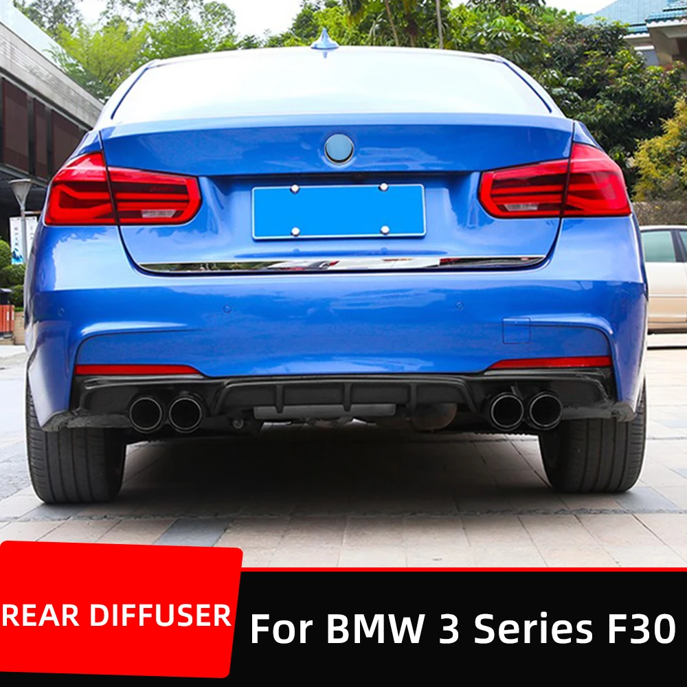 

For BMW 3 Series F30 M Sport 320i 325i 330i 335i 2012 13 14 15 16 17 18 Black Carbon Fiber Style Rear Bumper Diffuser Accessorie