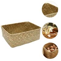 3 Pcs Storage Box Woven Sundries Organizer Basket Baskets Rectangle Wicker Seagrass Weaving Tea Holder