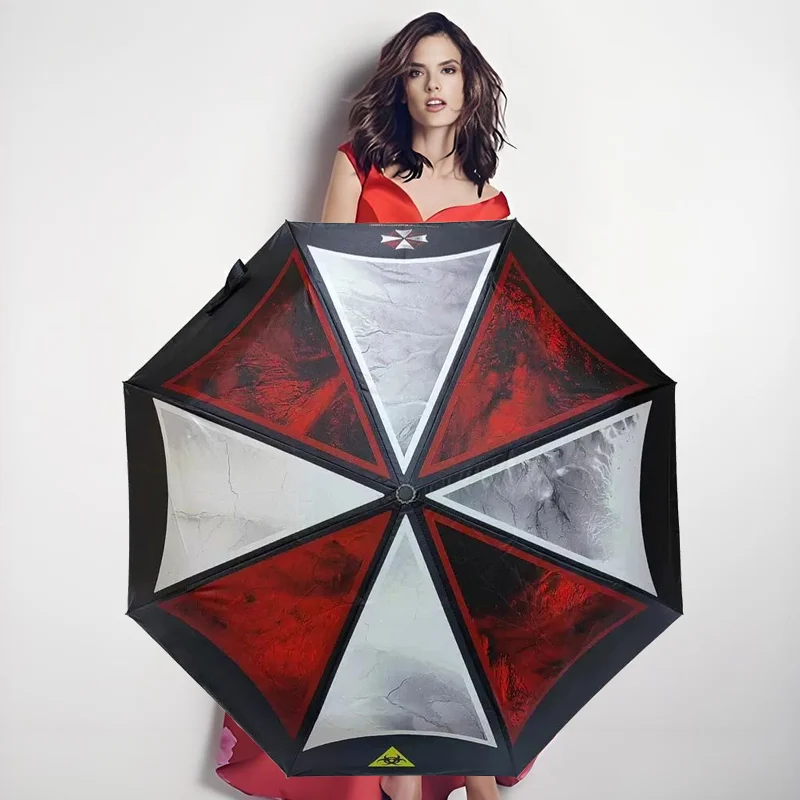 Creative Automatic Sun Sunscreen Umbrella 3 Fold Man Women Biohazard Resident Evil Zombie Outdoor Wind Resistant Parasol