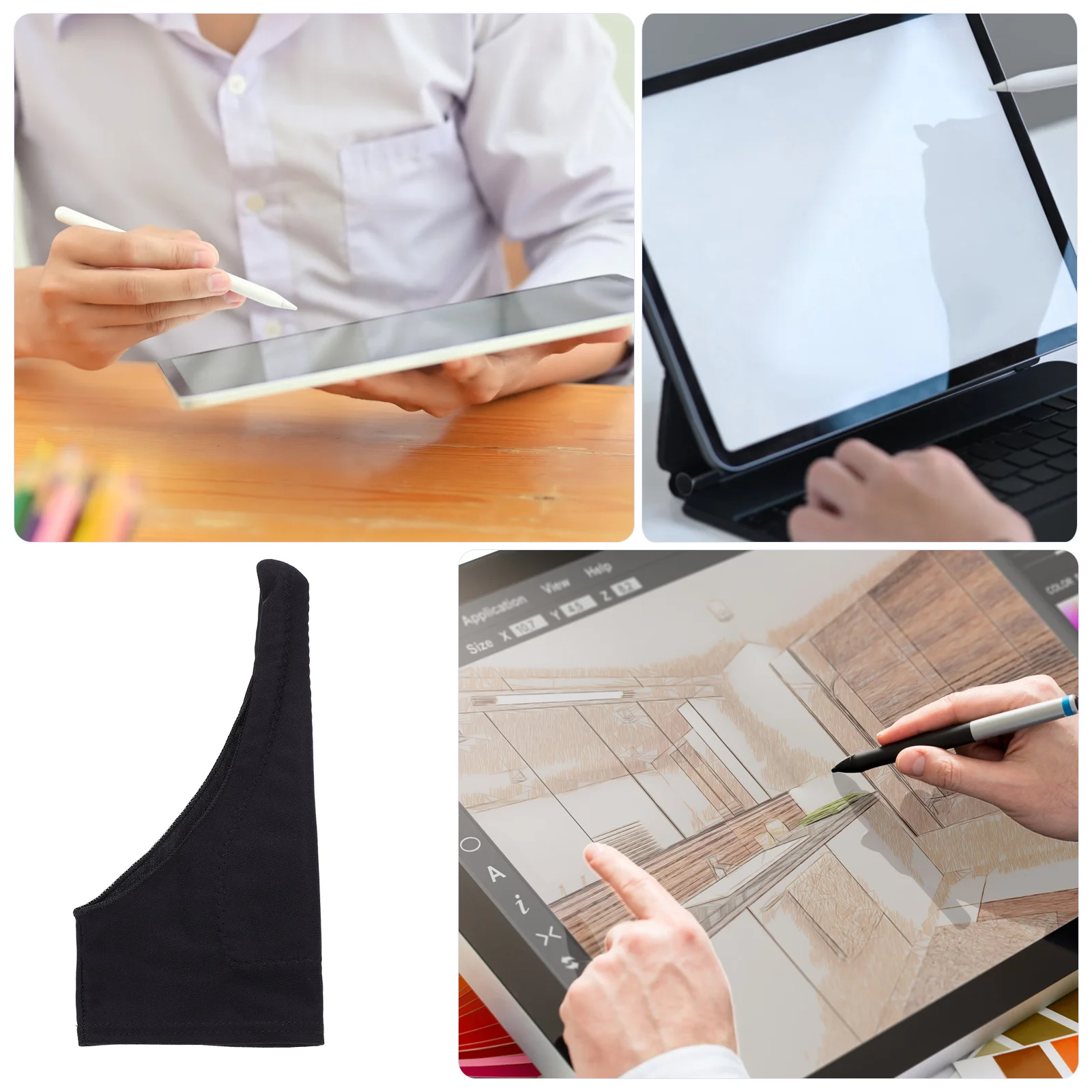 4 قطعة قفازات الفنان للرسم اللوحي وظيفة مكافحة اللمس امتصاص العرق سهلة الاستخدام حجم L قفاز الرسم