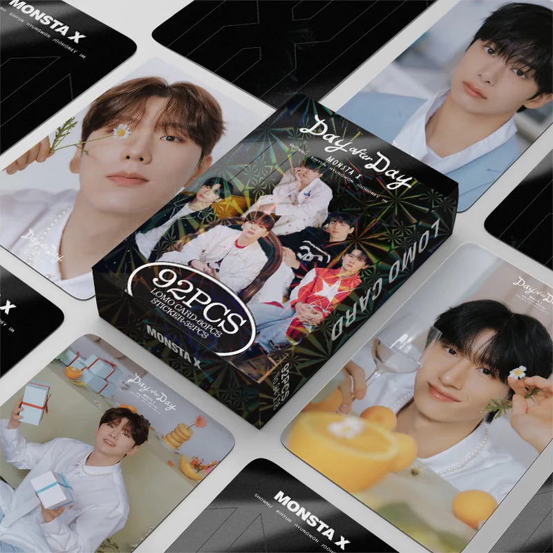 92Pcs/Set Monsta X Idol Boy Group New Album Lomo Card HD Printd Photocards Stickers Shownu Kihyun IM HYUNGWON JOOHONEY Fans Gift