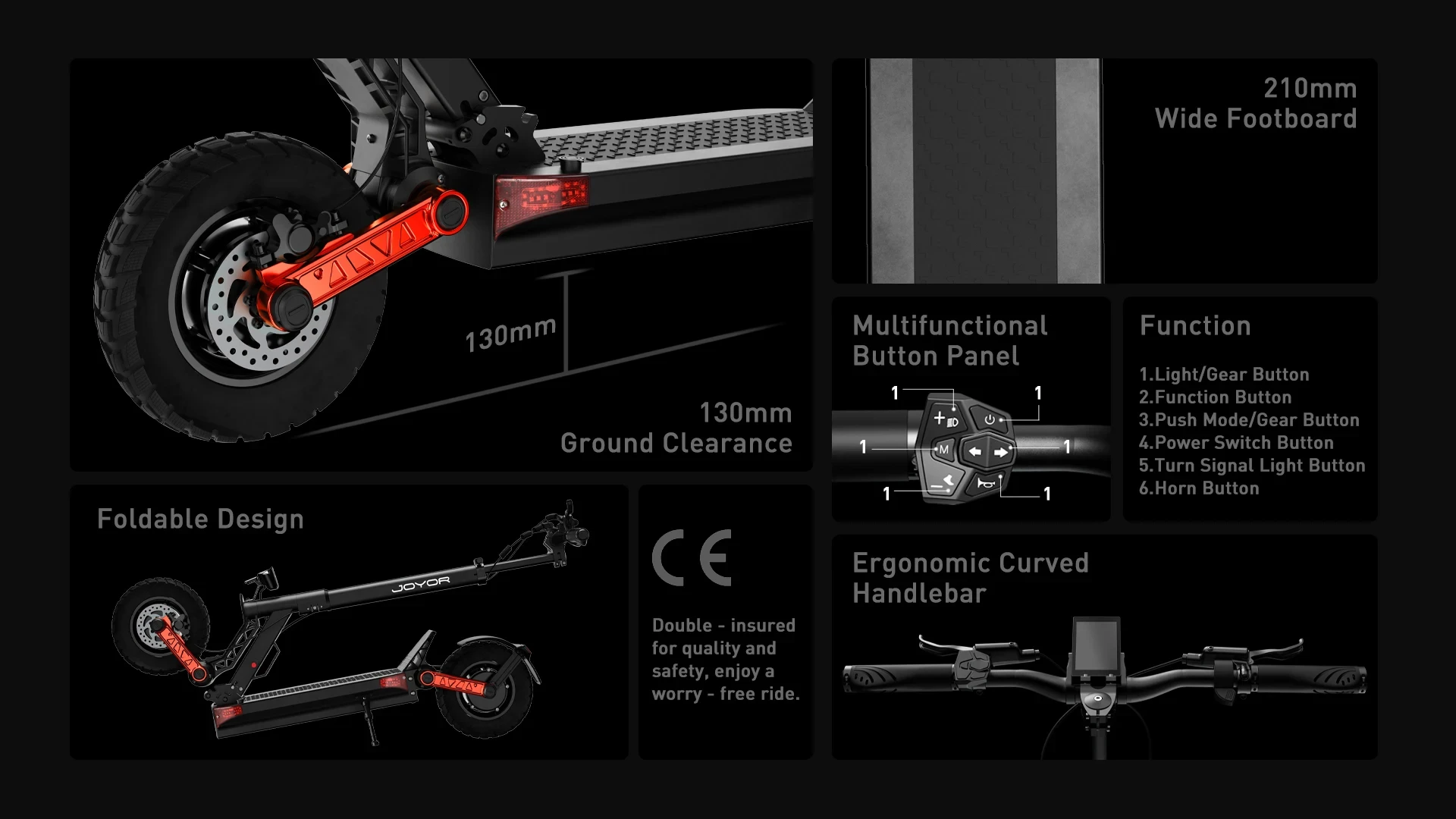 JOYOR S10-s-z E-Scooter 1000W * 2 Doppelmotor 60V18AH Hochleistungs-Lithiumbatterie 10 Zoll Offroad-Reifen Hydraulische Bremse Aluminiumlegierung Leichtgewichtiger 30KG Rahmen All-Terrain-Pendler-Scooter Maximale Reichweite 80km Maximale Geschwindigkeit 60km/h Elektroroller – Detail 8