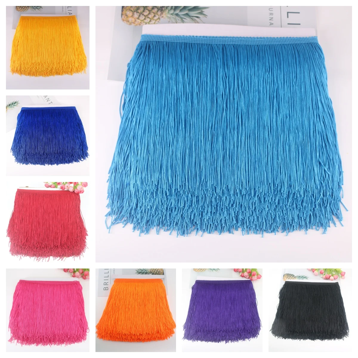 20cm Width Tassel Fringe Trim for Sewing Accessories Lace Latin Dance Tassels Trimmings Clothes Fringes DIY Apparel Supplies