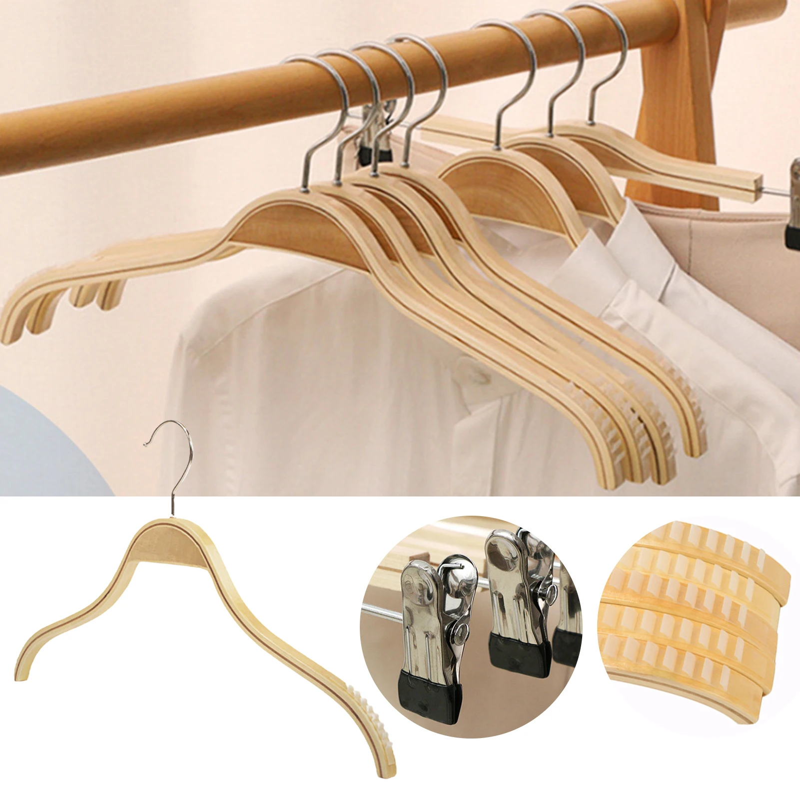 Solid Wood Hangers Wet Dry Use Smoothes Surface Suit Hangers For Bedroom Closet Organizer