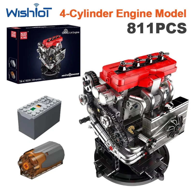 811pcs Inline 4 Cylinder Engine Technical Model Building Blocks Set DIY Mechanical Motor Assembly Bricks Toy Adults Gifts