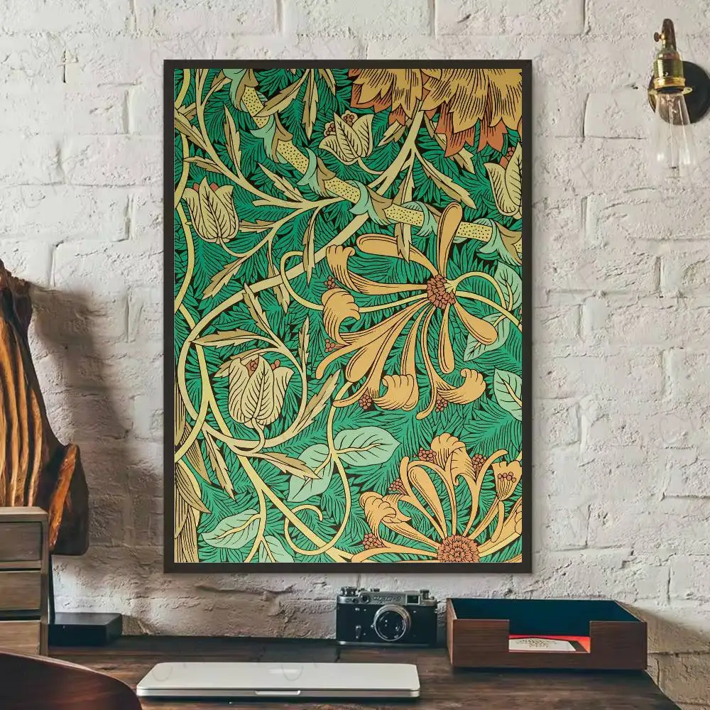 ملصق W-William Morris على شكل أوراق شجر على شكل طيور عالي الجودة لوحة فنية جدارية للمنزل والمكتب وغرفة النوم وغرفة المعيشة وبار المدخل هدية مثالية