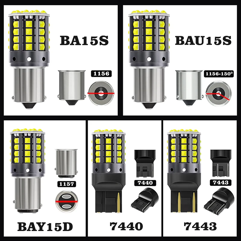 2x 7440 W21W WY21W T20 7443 W21/5W السوبر مشرق أضواء السيارة LED BA15S P21W BAU15S PY21W P21/5W Canbus بدوره إشارة مصابيح الأبيض 12 فولت