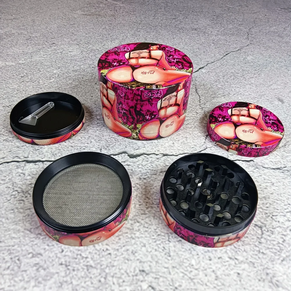 2/2.5inch Cartoon Girl Metal Herb Grinder Grass Cigar Mill Mortar 4-Layers Tobacco Vanilla Bud Grinder Smoking Cigarette Tool