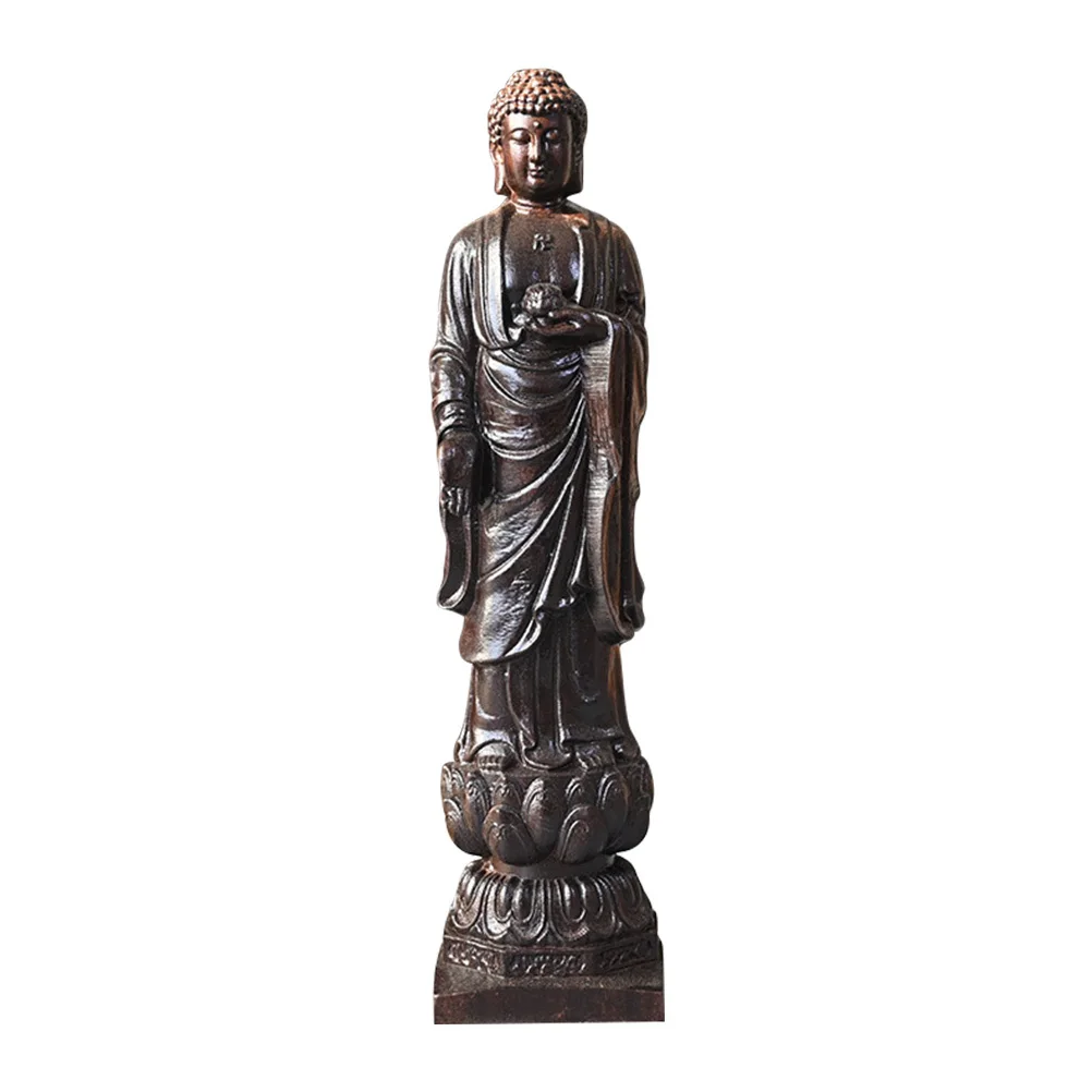 

Lotus Wooden Buddha Statue Vintage Style Home Desktop Decoration Sacrificing Supply Delicate Carved Buddha Ornament
