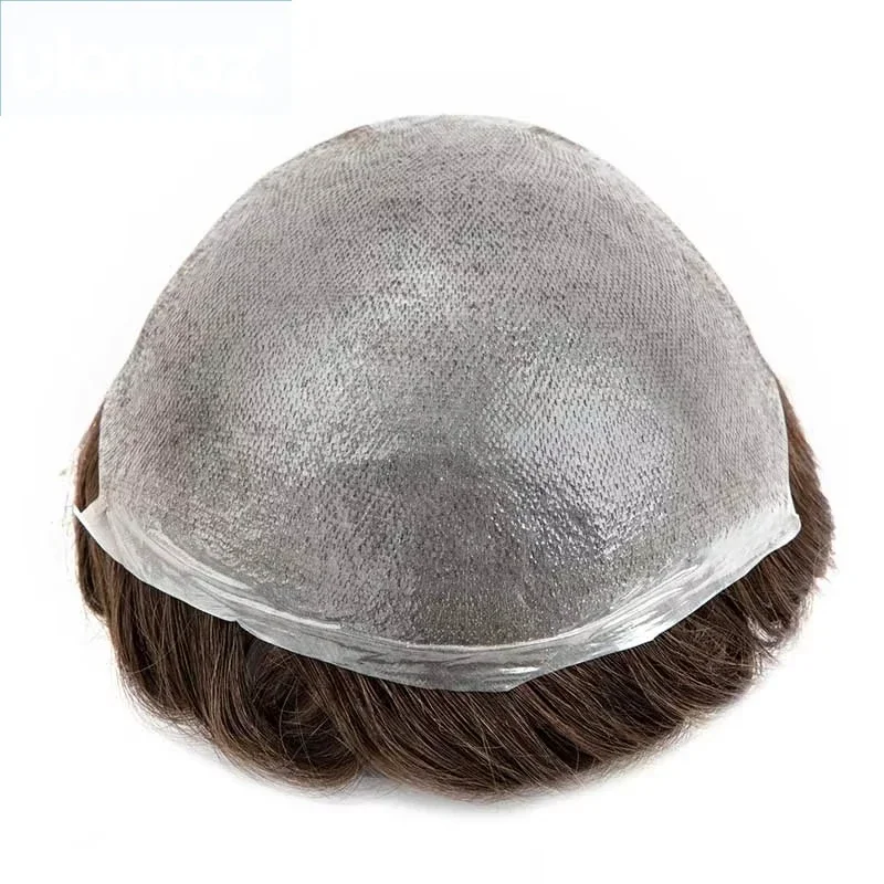 0.03 رقيقة جدا الجلد الشعر المستعار غير قابلة للاكتشاف الرجال الشعرية الاصطناعية شعر مستعار واقعي رجل الشعر البشري نظام الشعر Microskin للرجال #3