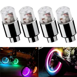 4Pcs luci colorate della valvola della ruota a LED tappi della valvola del pneumatico della ruota dell'auto del motociclo coperchio della valvola della bicicletta antipolvere universale