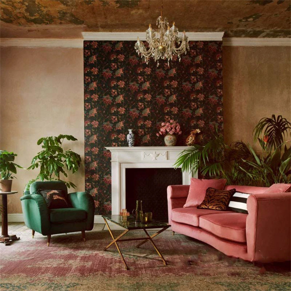 custom papel de parede Antique black flowers wallpapers for living room TV background 3D wallpaper for wall stickers home decor