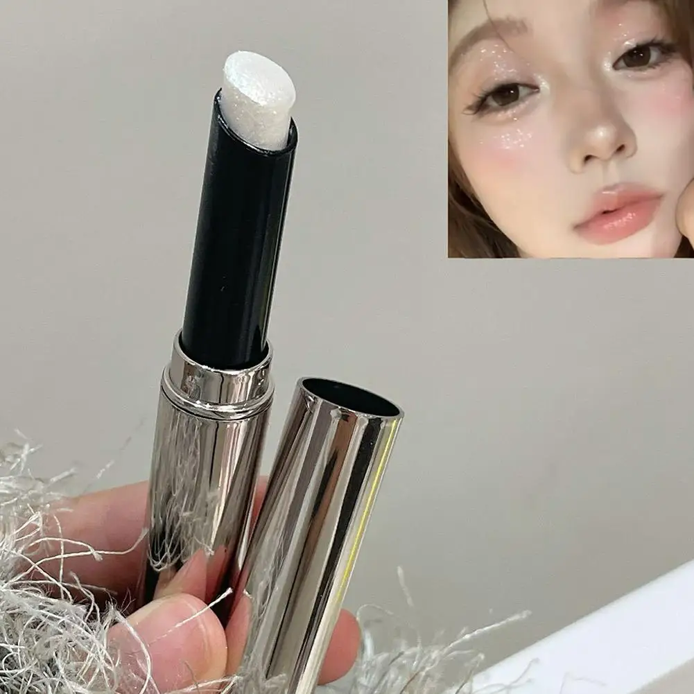 Lápis de sombra iluminador de ponta dupla – cintilante, iluminador, de longa duração, sem manchas, bastão brilhante perolado para maquiagem