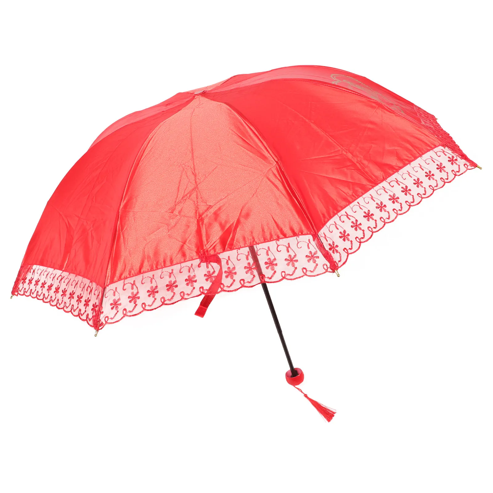 Lace Parasol Umbrella Wedding Supply Elegant Bridal Prop Decorative Photo Prop for Wedding Ceremony Tea Party Festival Scene
