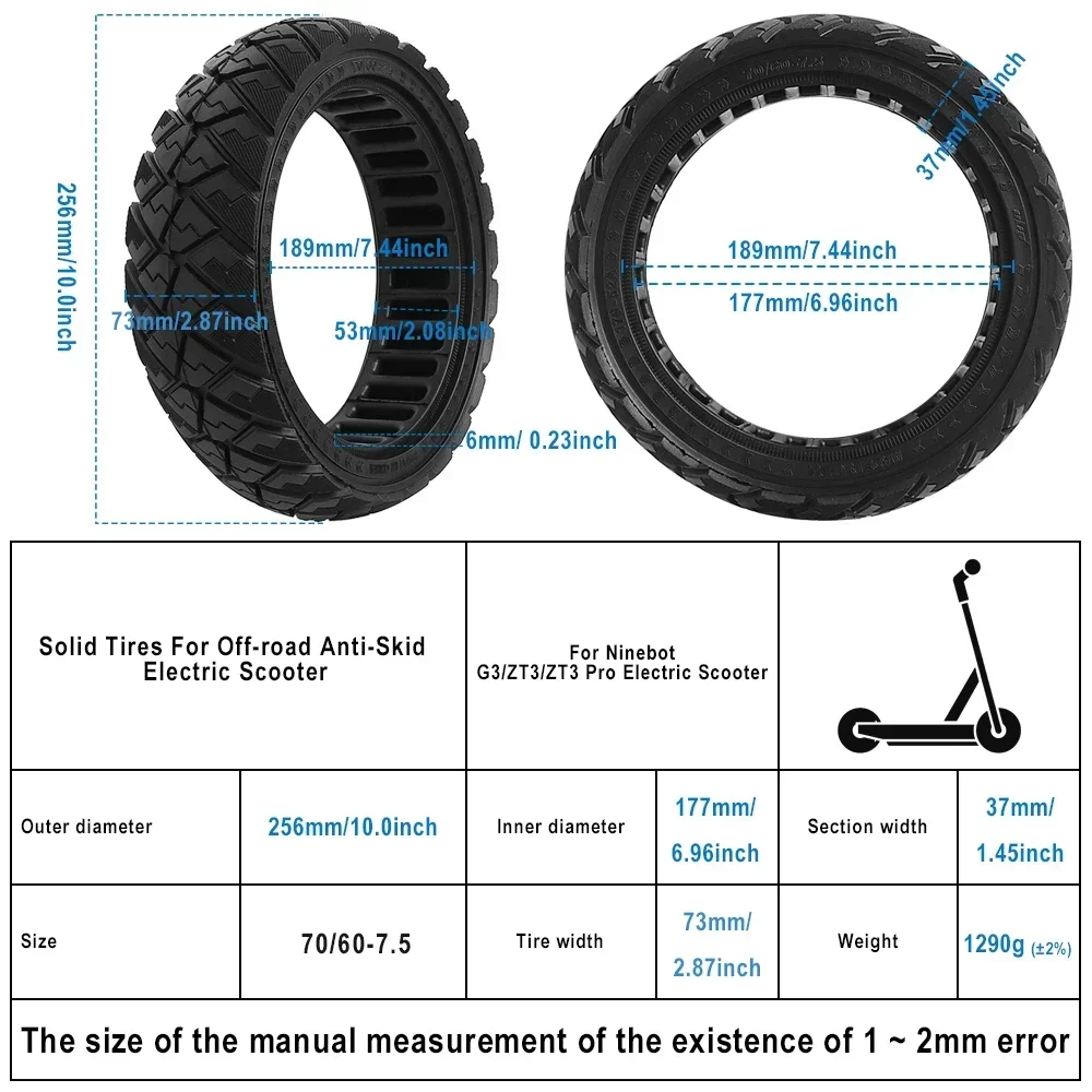70/60-7,5 Offroad Nicht-Pneumatik für Ninebot G3 / ZT3 / ZT3Pro Elektroroller Vollreifen Anti-Rutsch-Räder Ersatzteile – Detail 5
