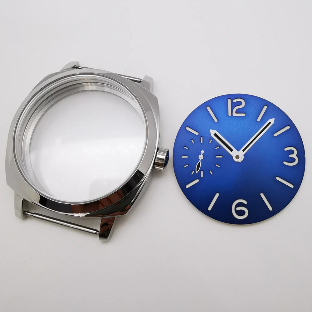 

42mm polished sapphire glass watch case dial hands fit ETA6497 ST36 manual movement