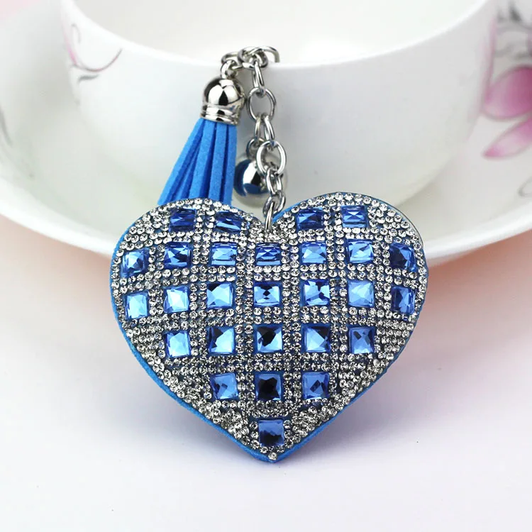 luxury Heart Shape Crystal Keychain Pendant With Metal Keyring for Women\'s Bags and Car Key Accessories Wholesale Price