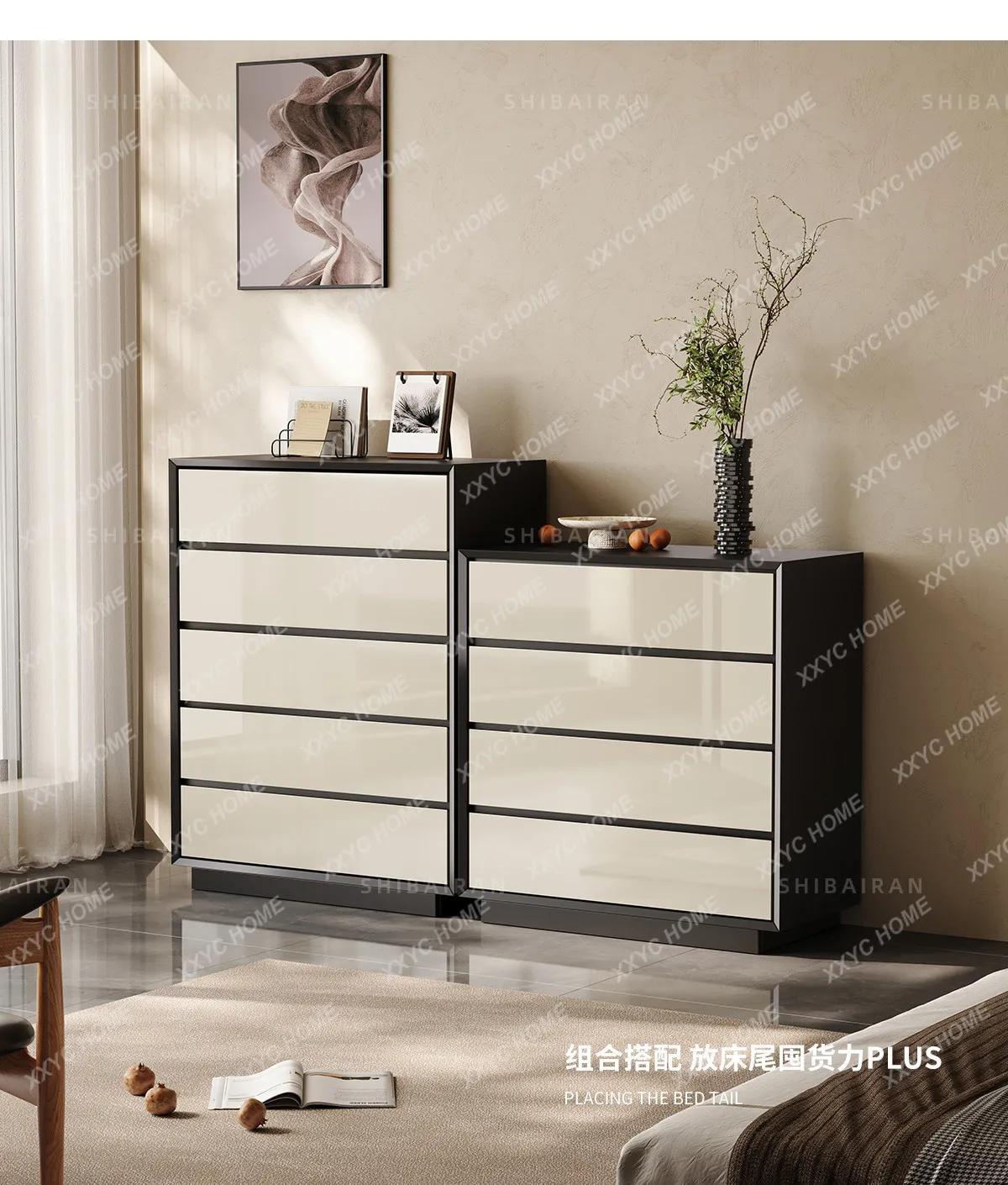 

minimalist chest of drawers, bedside storage, high-end living room locker