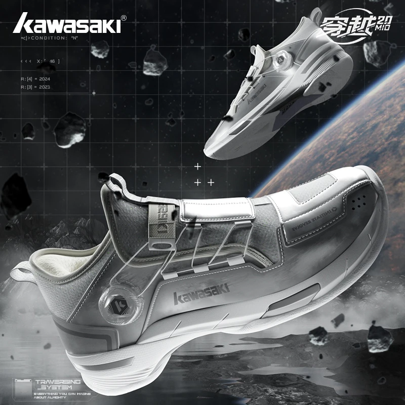 Kawasaki CROSS SPACE MID 2.0 Buty do badmintona Ulepszone amortyzujące automatyczne pokrętło Profesjonalne buty sportowe Mężczyźni 2024 Nowość