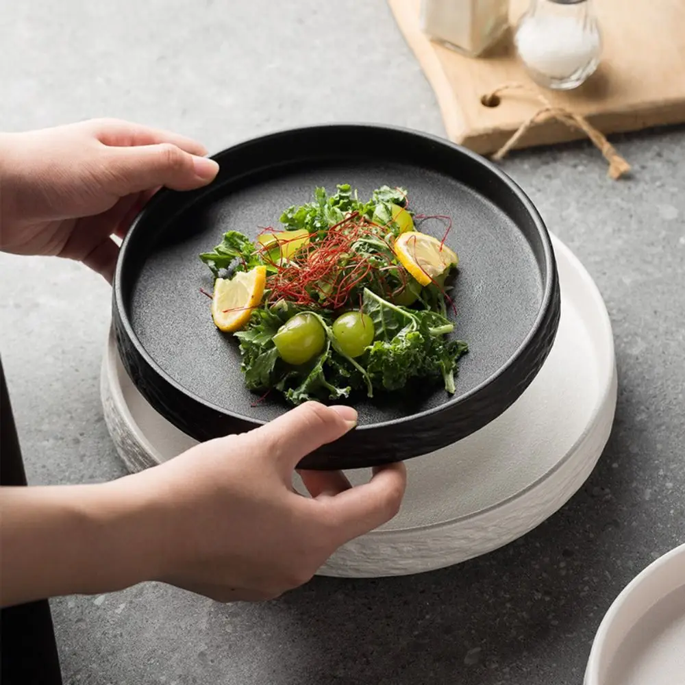 

Japanese Style Ceramic Western Dish Retro Durable Steak Plate Reusable Multi-Function Rice Bowl Cake