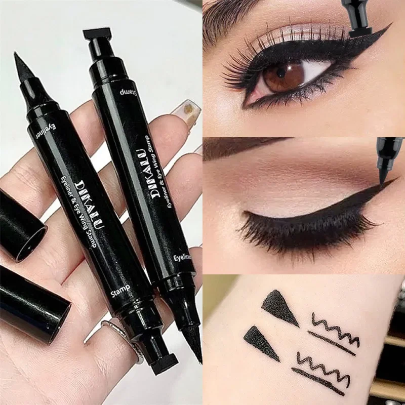 Zwarte Dubbelzijdige Sneldrogende Driehoek Sterafdichting Eyeliner Pen Waterdichte Duurzame Niet-Smudge Vloeibare Eyeliner Potlood Cosmetica