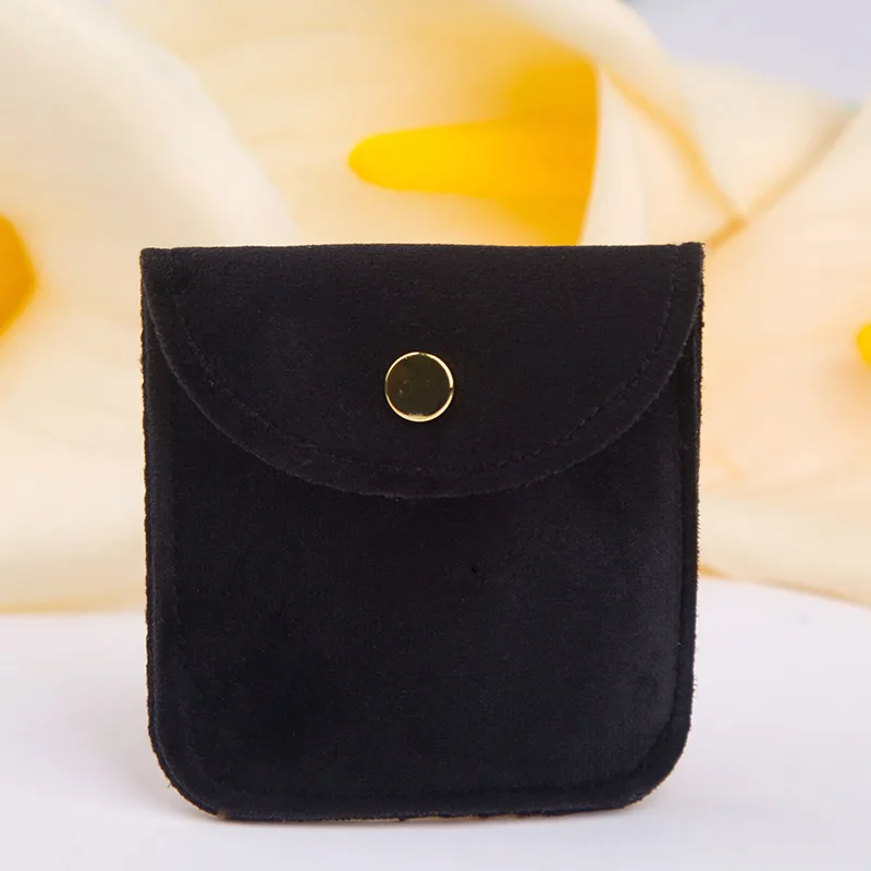 20pcs/lot 8*8 10*10cm Double Sided Silk Velvet Snap Bags Earrings Bracelet Necklace Jewelry Packaging Gift Bag Customise Logo