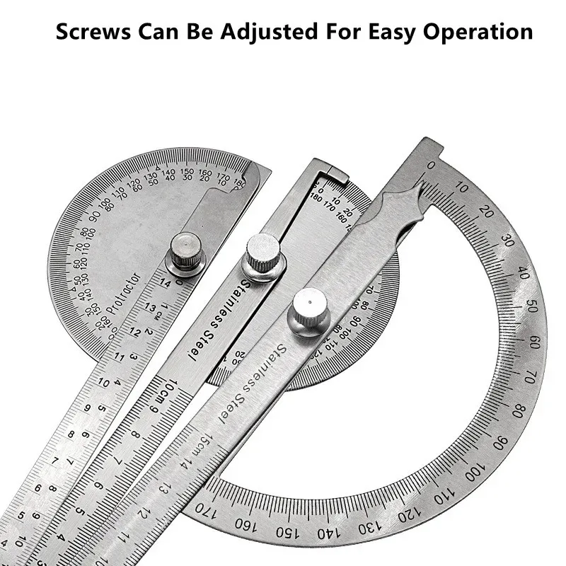 180 Degree Protractor Metal Angle Finder Angle Ruler Woodworking Tools Measuring Ruler Angle Meter Stainless Steel Goniometer