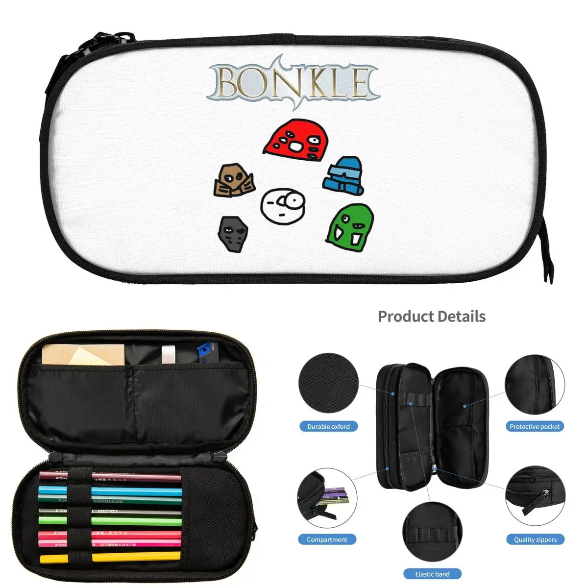 

Bonkle Shirt W Original Artwork Pencil Cases for Student Gifts Pen Box Pencil Bag Big Capacity Pencil Pouch Pen Holder