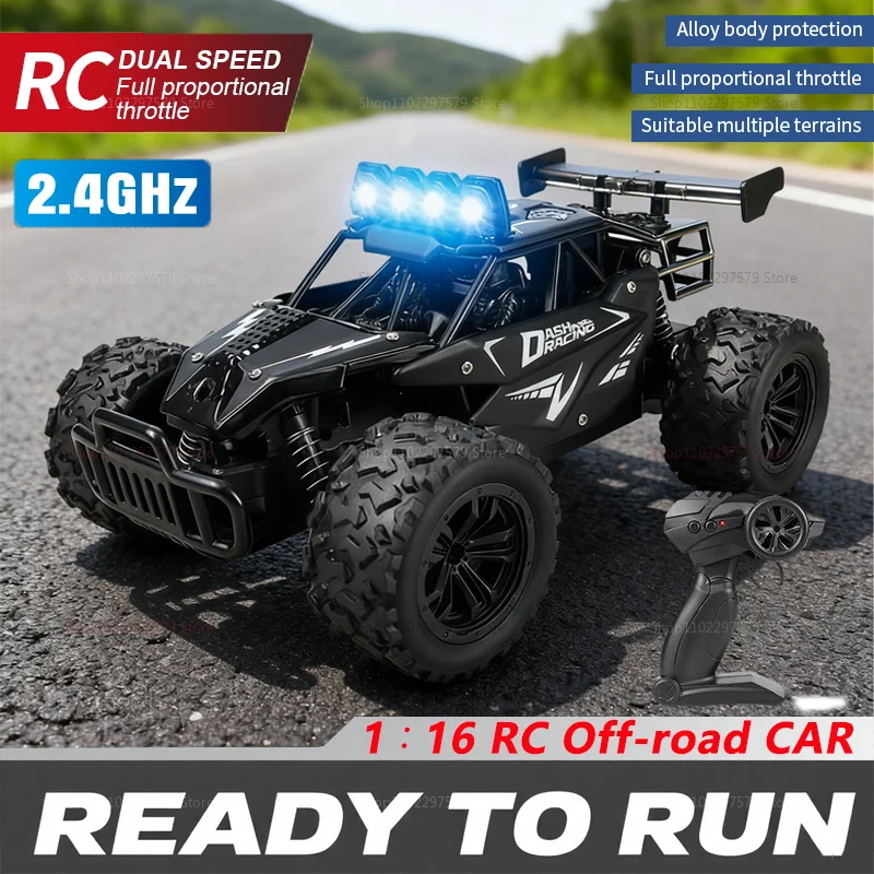 新型RC合金製カー 1/16スケール オフロード クライミング 2WD LEDライト 20KM/H 高速 ラジコンカー おもちゃ 男の子 女の子 子供向けギフト