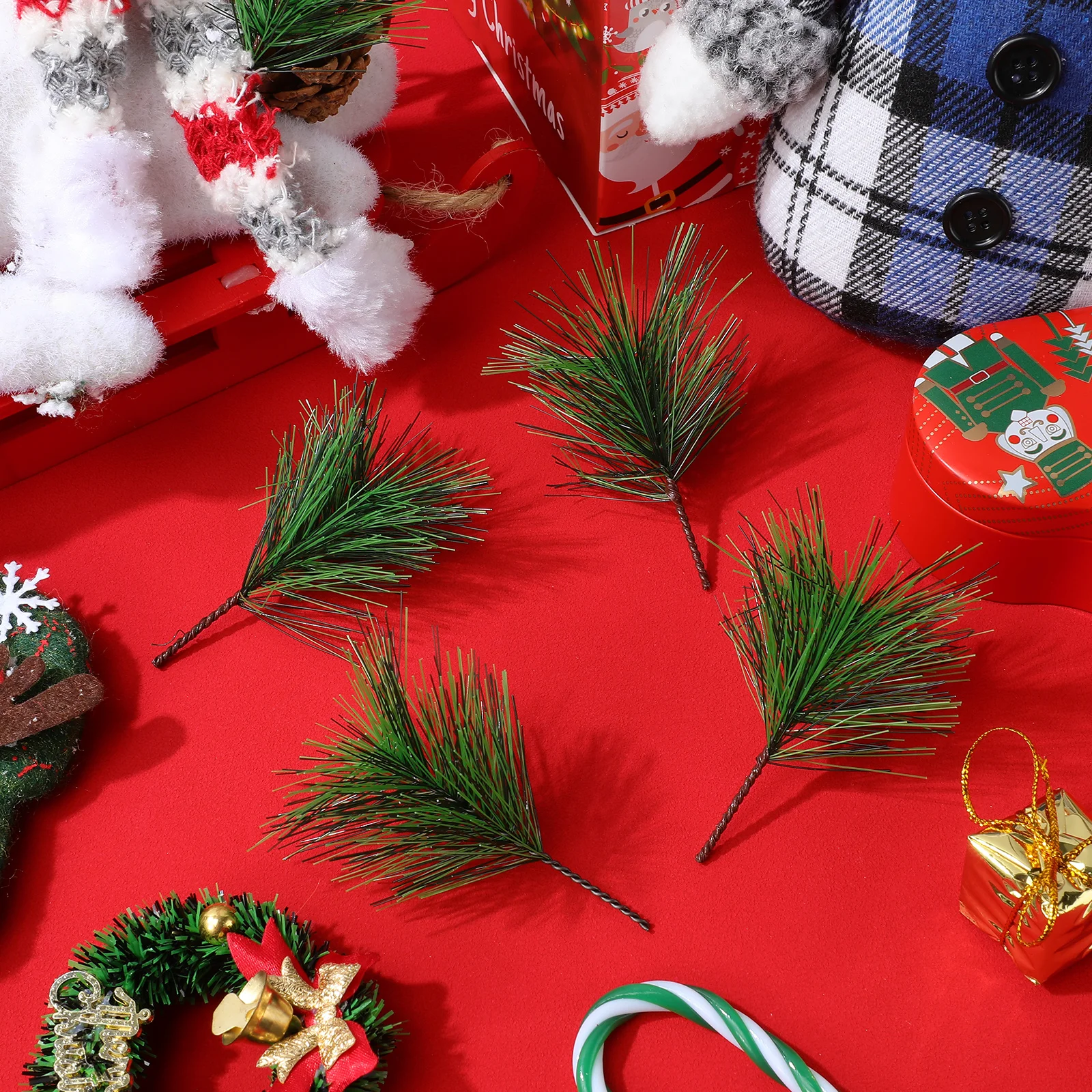 

60 Pcs Artificial Evergreen Stems Realistic Pine Branches Fake Needles Tree Picks Faux