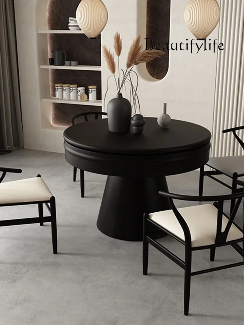 Telescopic Rotating Reducing round Table Can Be Enlarged and Reduced Simple Folding Customizable Solid Wood Round Table