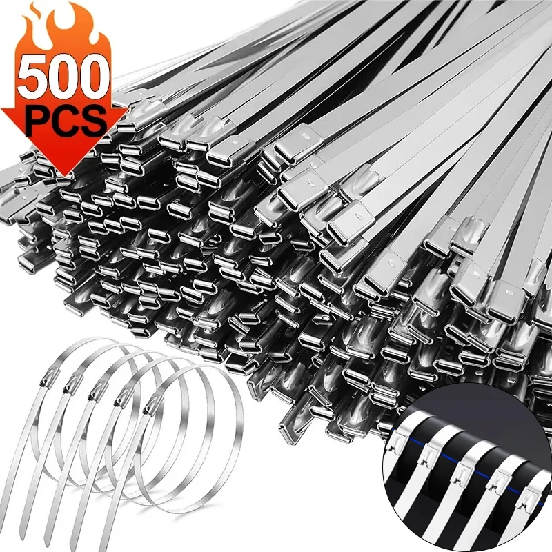 Toptan Metal Kendinden Kilitli Kablo Bağları Yeniden Kullanılabilir Ağır Hizmet Kabloları Kravat Organizatör Çok Fonksiyonlu Paslanmaz Çelik Zip Kravat Raptiye