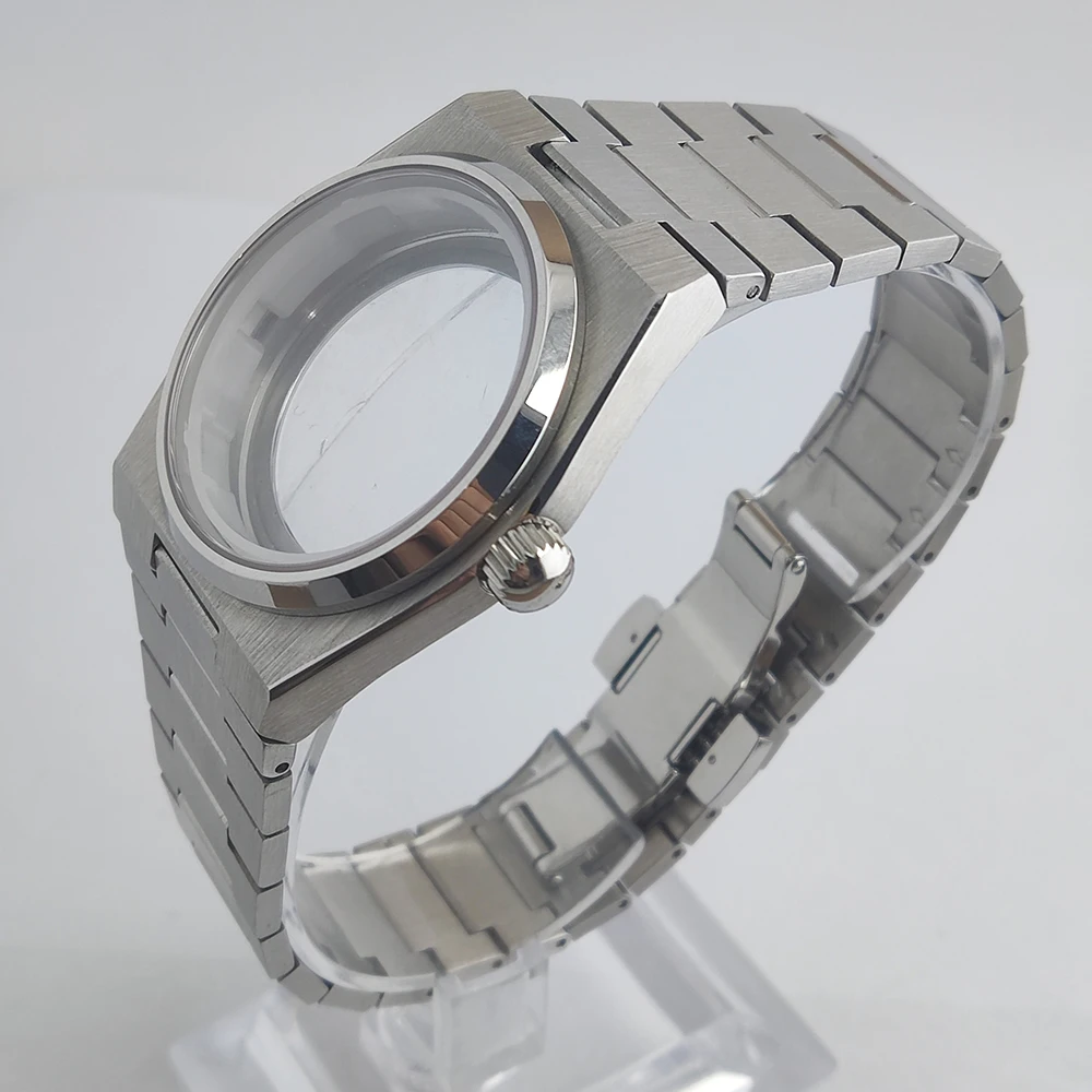 40mm New NH35 case NH36 case 31.8mm dial case+strap stainless steel sapphire mirror fit NH35/NH36 movement watch accessories