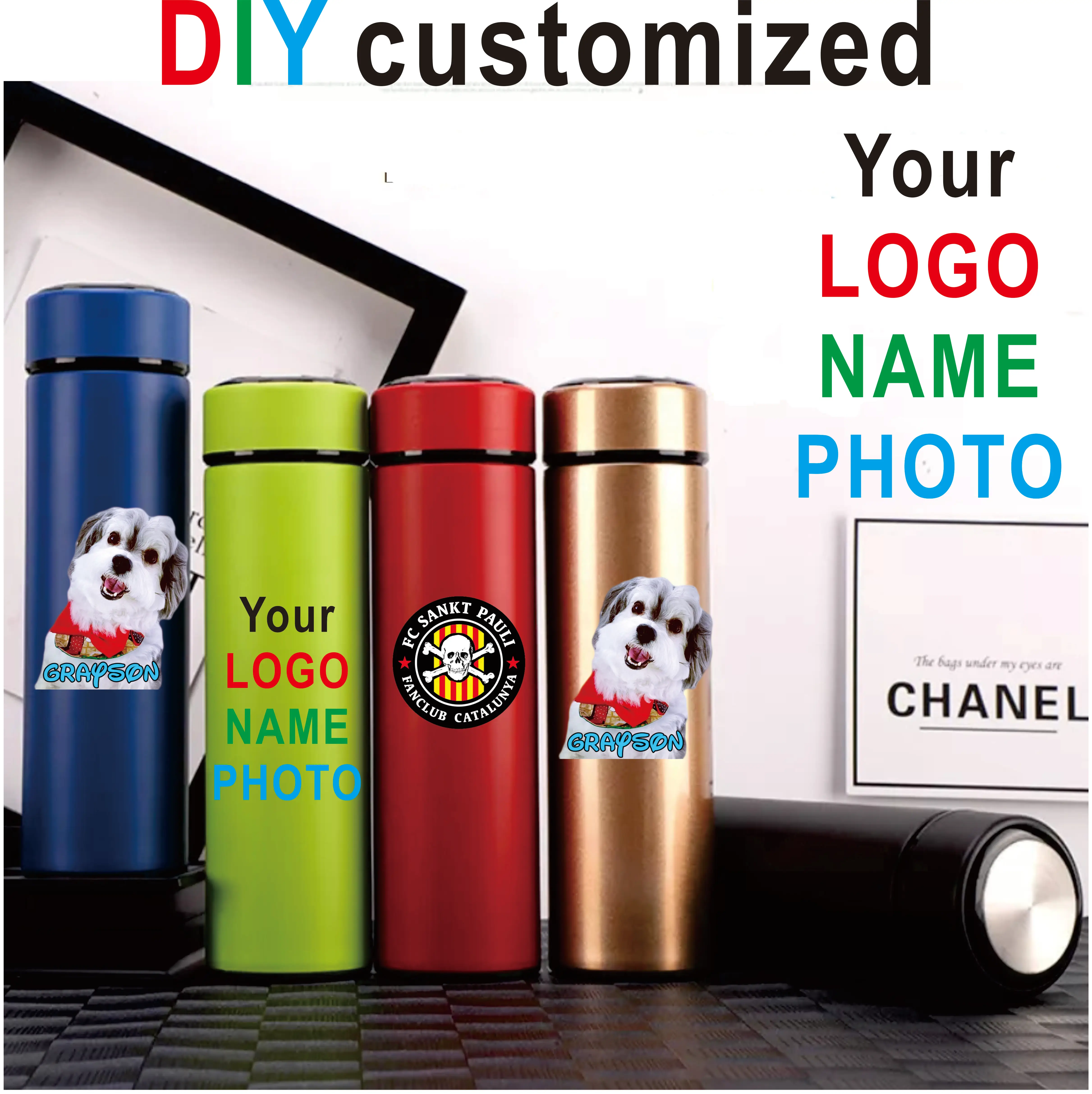 3D UV Print DIY Customized 500ML Thermos  Image Photo Picture Colorful LOGO Name
