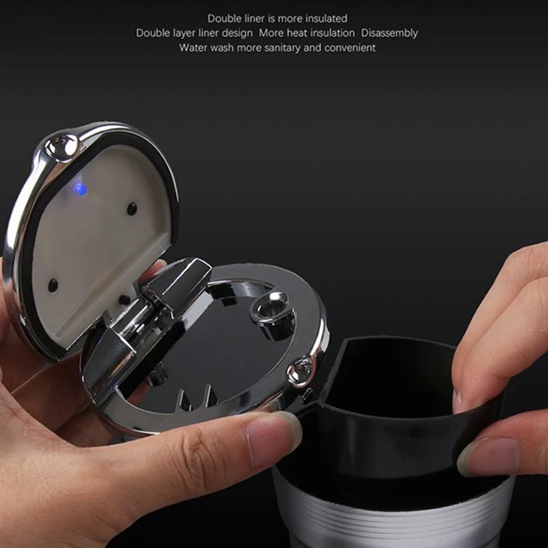 Portable car ashtray with LED light detachable car ashtray for Fiat punto abarth 500 stilo ducato palio bravo doblo view 2